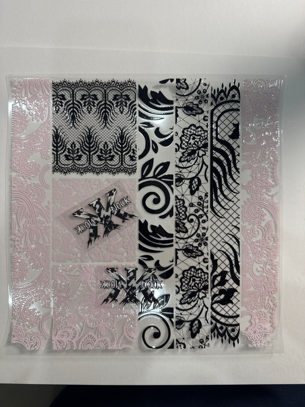 E940 Pink and Black Lace Stuff New 9/4