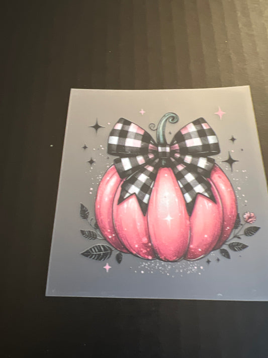 PINK CHECKER PUMPKIN HAT DTF