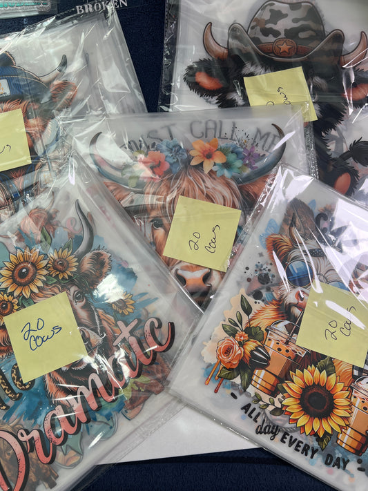 20 Piece DTF Grab Bag All Cows