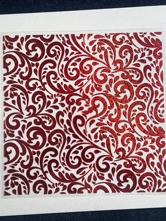 E 541 Red  Holographic  Floral 3 5/8