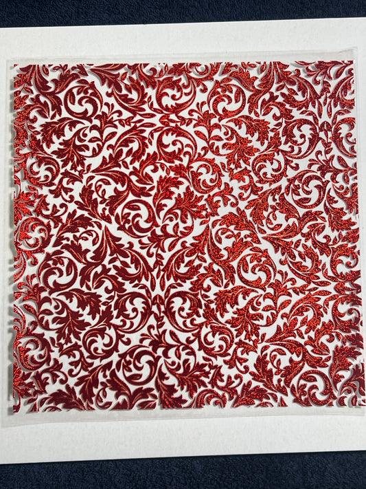 E 544 Red Holographic Floral 4 5/8