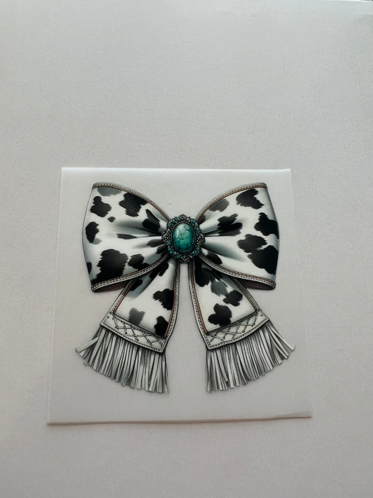 Cow Print Bow Hat DTF