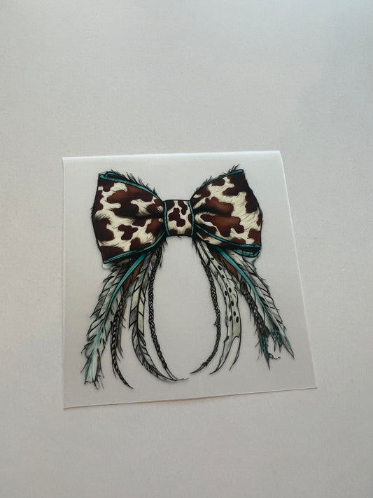 Cow/ Feather Bow Hat DTF