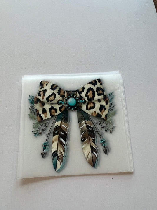 Cheetah/Feather Bow Hat DTF